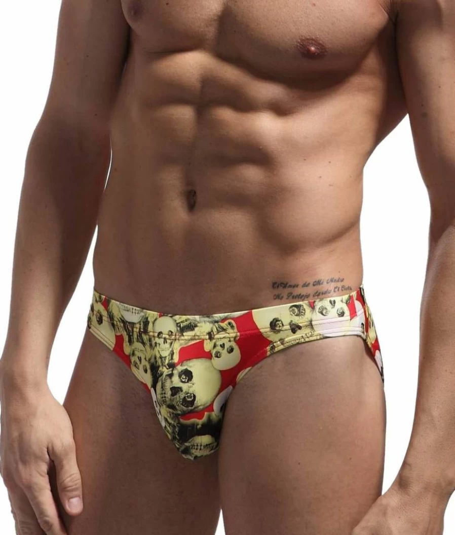 BRAVE PERSON Men's Zebra & Skull Print Bikini Swimwear - Fashion Underwear Briefs for Swim & Beach B1136