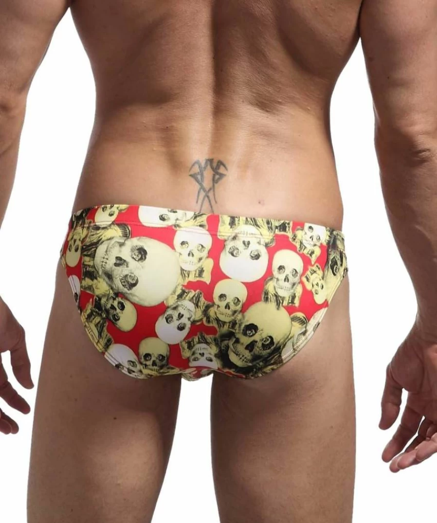 BRAVE PERSON Men's Zebra & Skull Print Bikini Swimwear - Fashion Underwear Briefs for Swim & Beach B1136