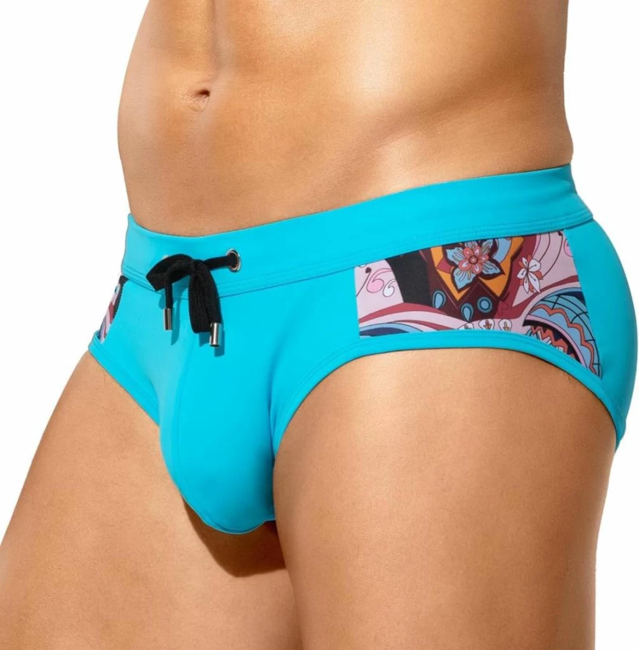 Arjen Kroos Men's Swim Briefs - Printed Bikini Swimwear with Drawstring Waist & Lined Pouch for Comfort
