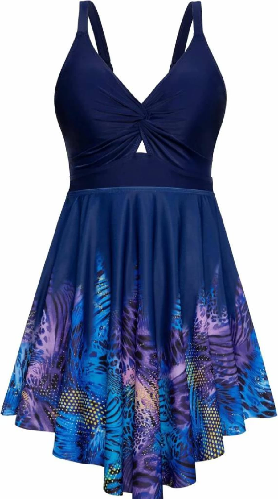 Arolina Women's Plus Size Tummy Control Swim Dress Two-Piece Tankini Set with Flowy Shorts