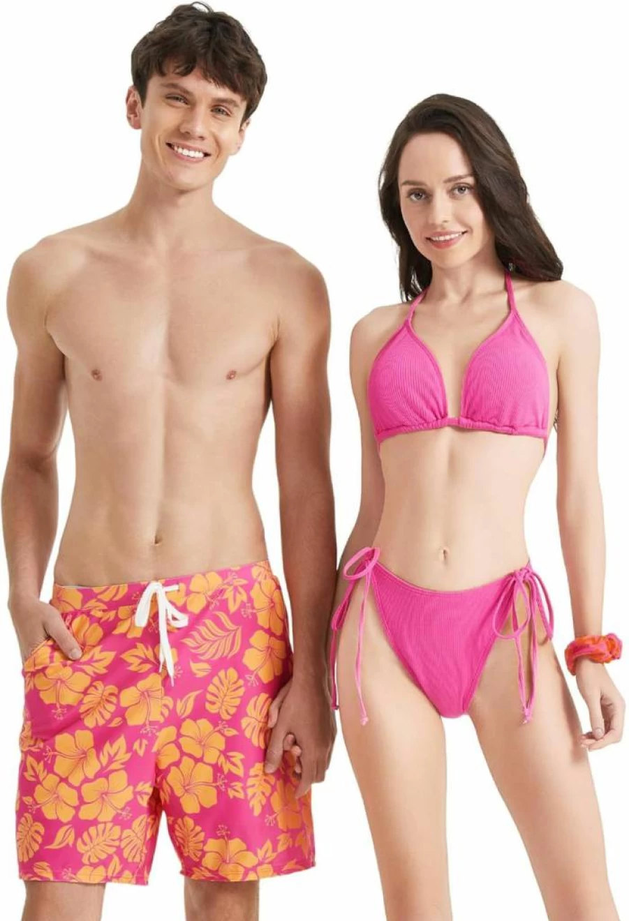 PATPAT Couples Matching Swimsuits - Bikini Set & Swim Trunks for Hawaiian Beach Vacation
