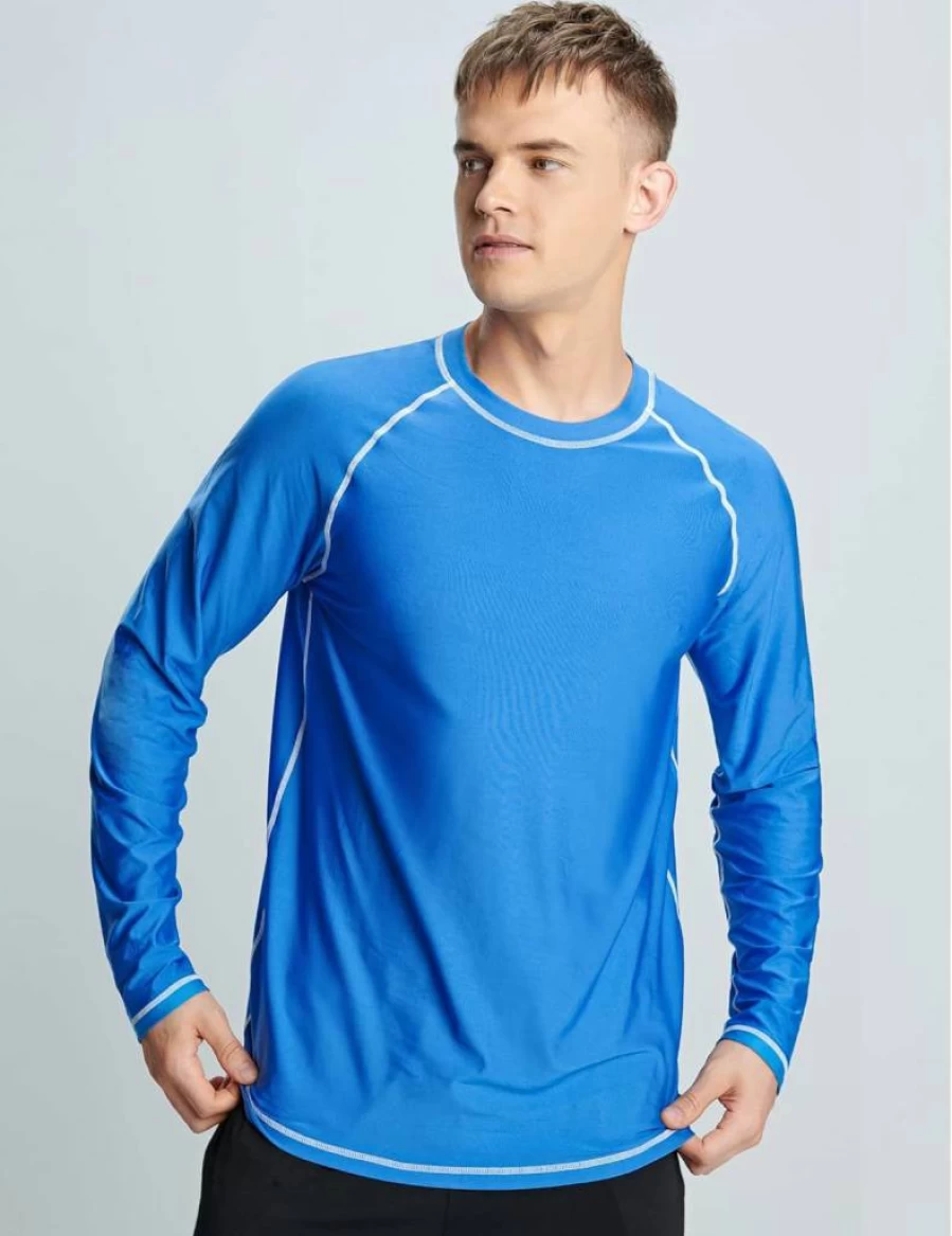 Liberty Imports Men's 2-Pack UV Protection Long Sleeve Swim Shirts - Loose Fit Quick-Dry Rashguard Swimwear for Swimming Surfing Beach