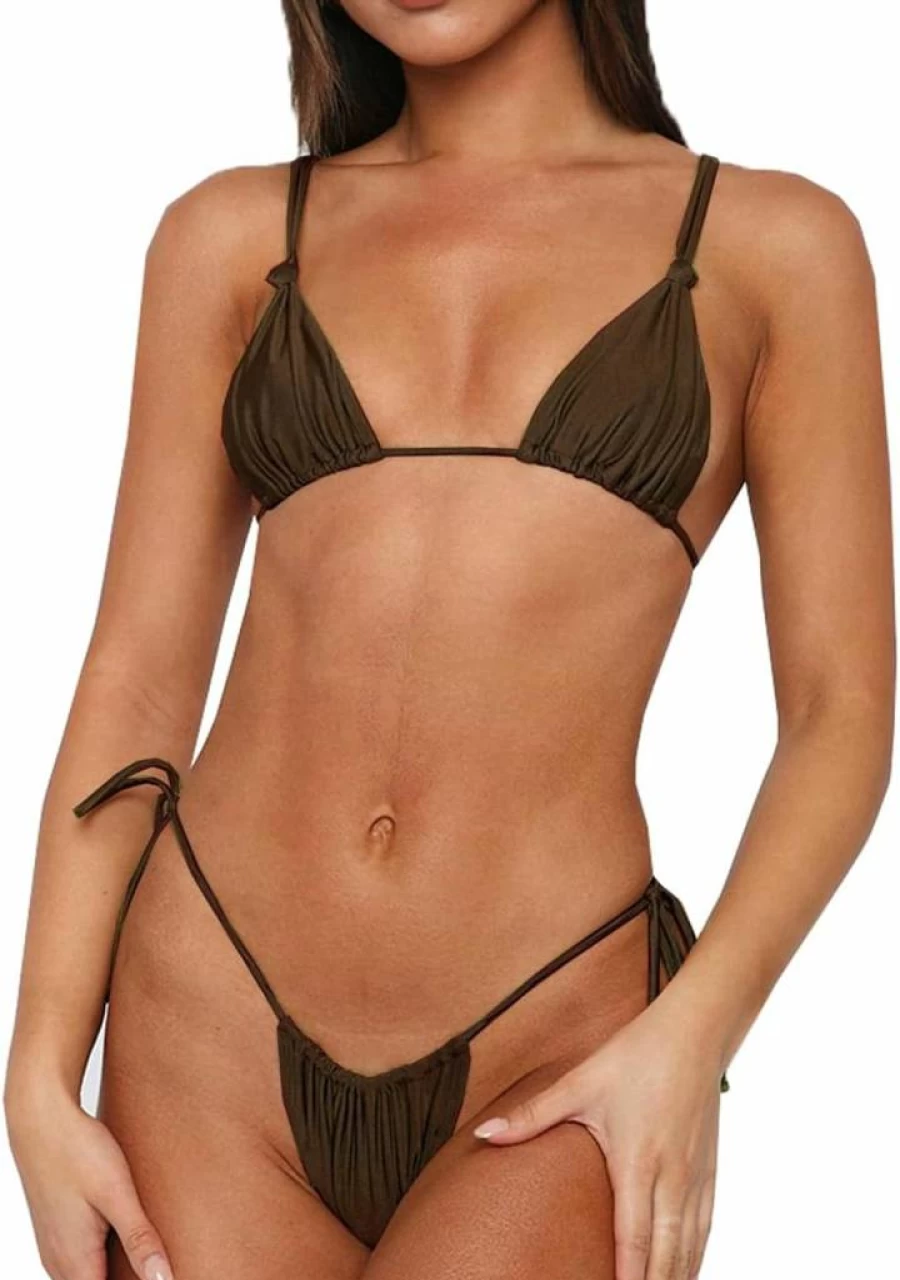 SuMuaSet Women's Sexy Two-Piece Bikini Set with Adjustable Buckle & Double Shoulder Straps - Cheeky Thong Swimwear for Beach & Pool