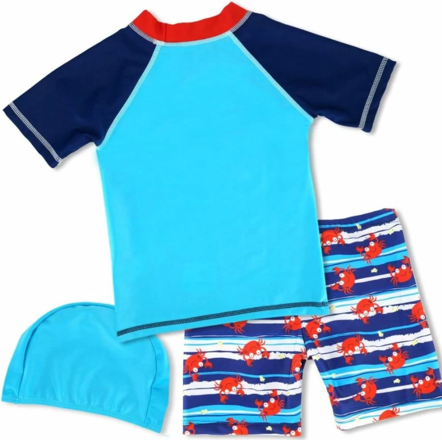 Achiyi Boys 2-10 Years Rash Guard Swimwear Set UPF 50+ Sun Protection Two-Piece Bathing Suits for Beach Pool Summer