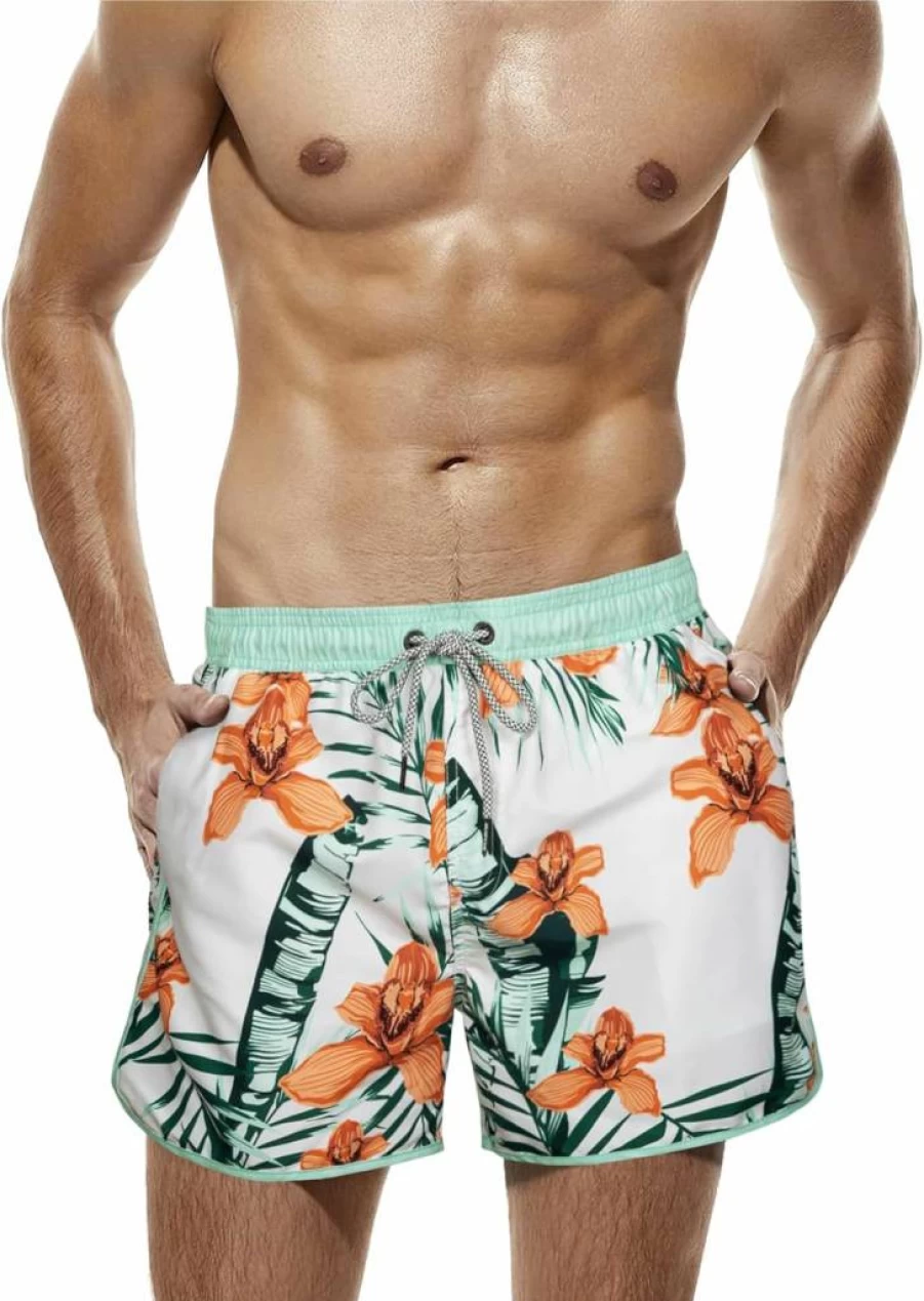 SURF CUZ Men's 5" Swim Trunks Vintage 80s 90s Retro Swim Shorts with Mesh Lining Quick-Dry Board Shorts Bathing Suits
