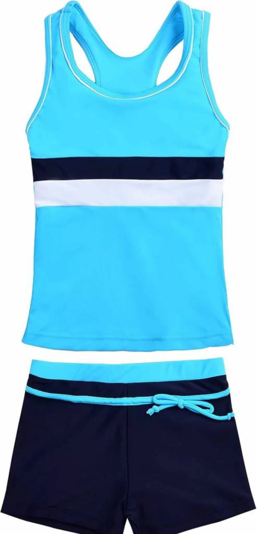 Uhnice Girls Two Piece Tankini Swimwear Set with Boyshort Bottoms - Cute & Comfortable Swimsuits for Teens