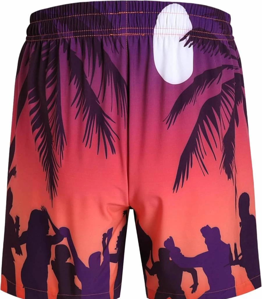 Pullonsy Men's Quick Dry Swim Trunks with Zip Pockets - Lightweight Beach Board Shorts for Swimming & Surfing
