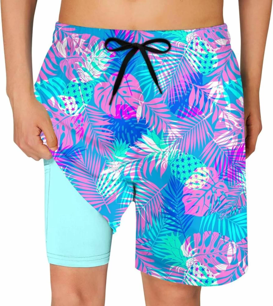 Cozople Boys Quick Dry Swim Trunks with Compression Liner - Comfortable Bathing Suit Swim Shorts for Kids 2-20 Years