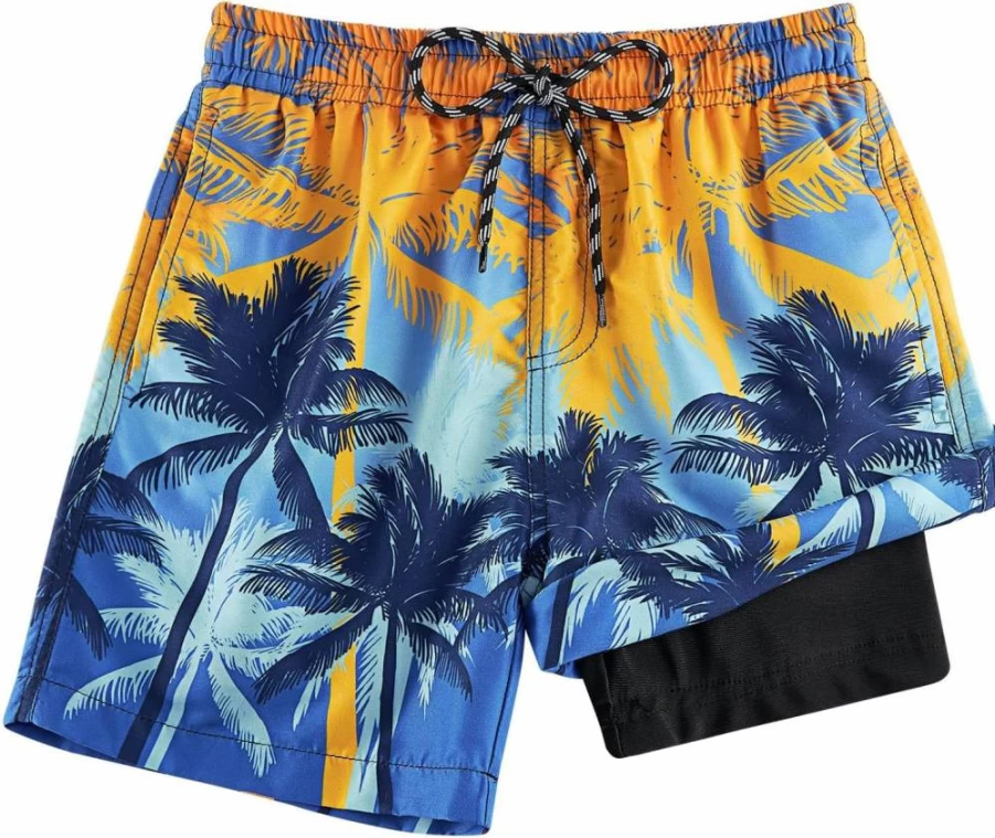 Cozople Boys Quick Dry Swim Trunks with Compression Liner - Comfortable Bathing Suit Swim Shorts for Kids 2-20 Years