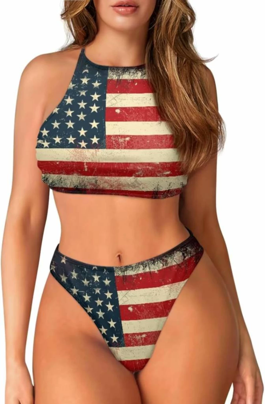 Gekhuqory Matching Couple Swimsuits: 4th of July Patriotic Bikini Set & Trunk Swimwear for Women and Men