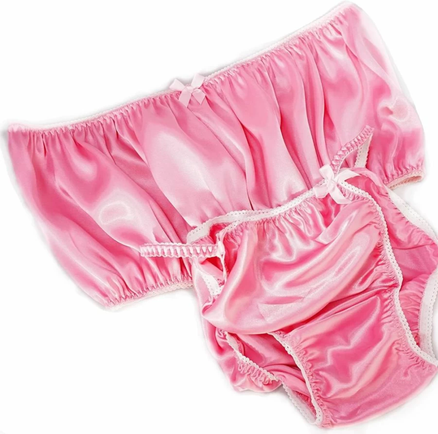 Ania's Poison Satin Shiny String Bikini Set for Men - Polyester Sissy Lingerie Bra & Panties