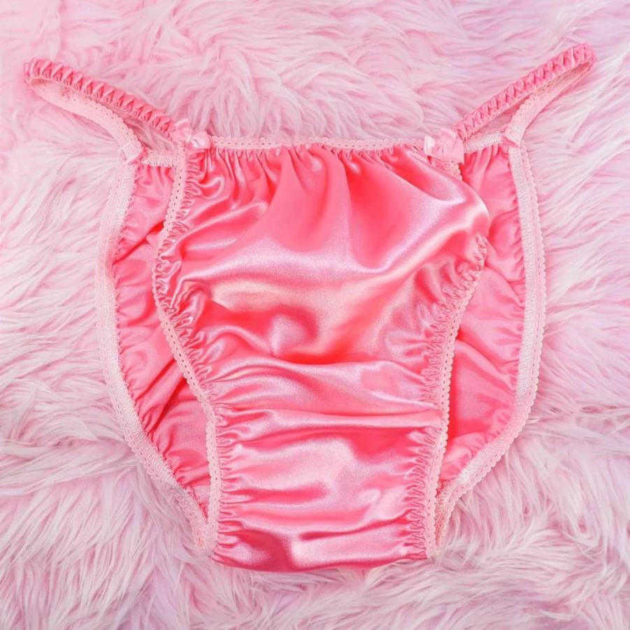 Ania's Poison Satin Shiny String Bikini Set for Men - Polyester Sissy Lingerie Bra & Panties