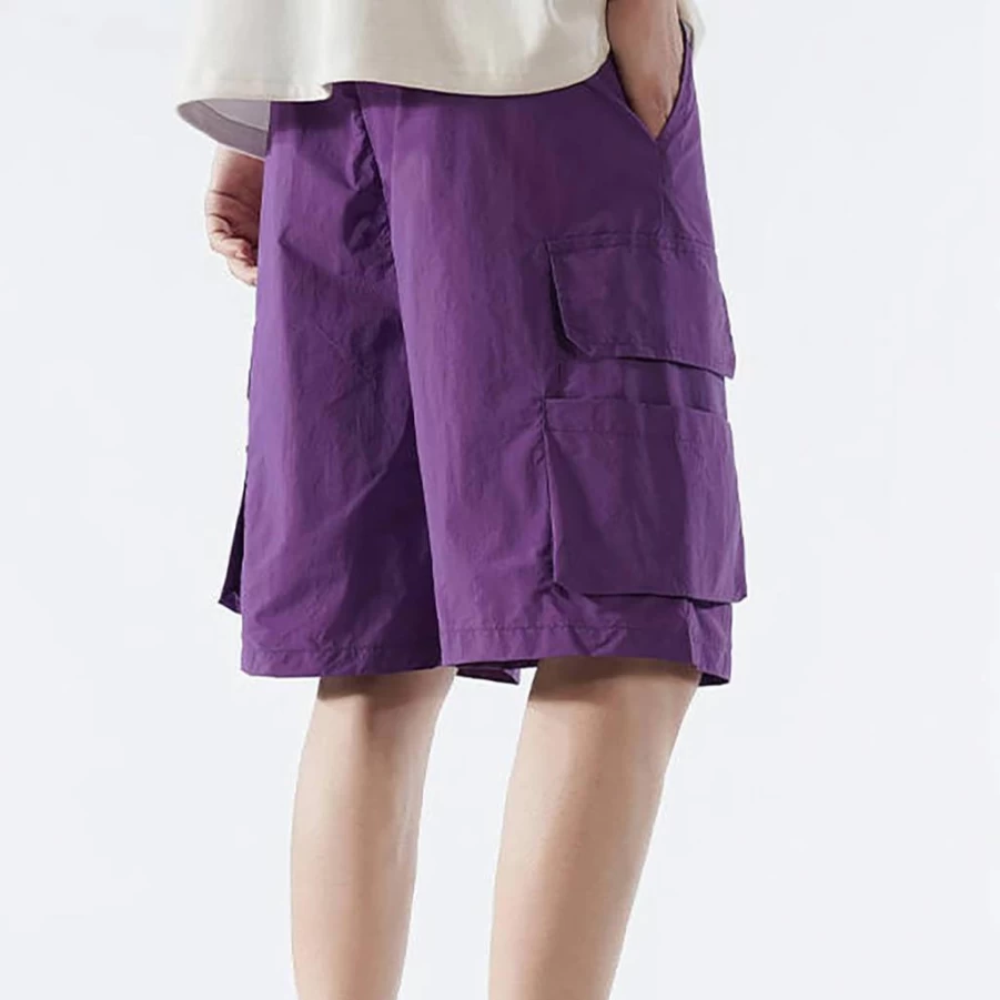 Men's Plus Size Casual Cargo Shorts - Solid Color Loose Fit Sporty Straight Leg Pants - Generic Brand