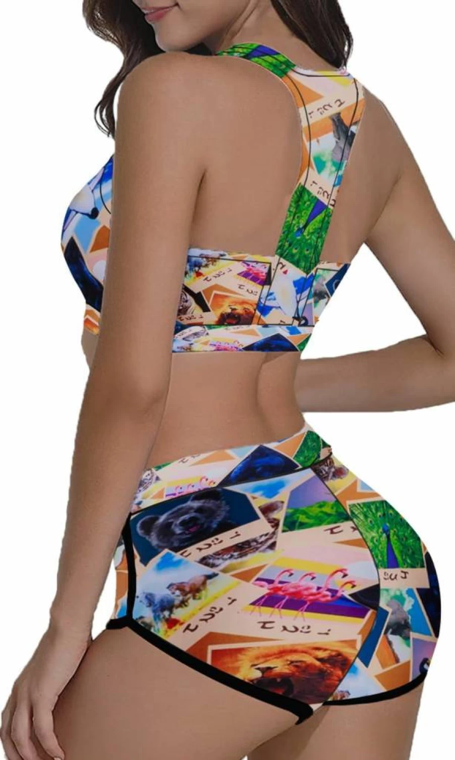 TOP HERE Women's 2-Piece Sporty Bikini Set - Scoop Neck & Boyshorts Bandage Swimsuit for Active Wear