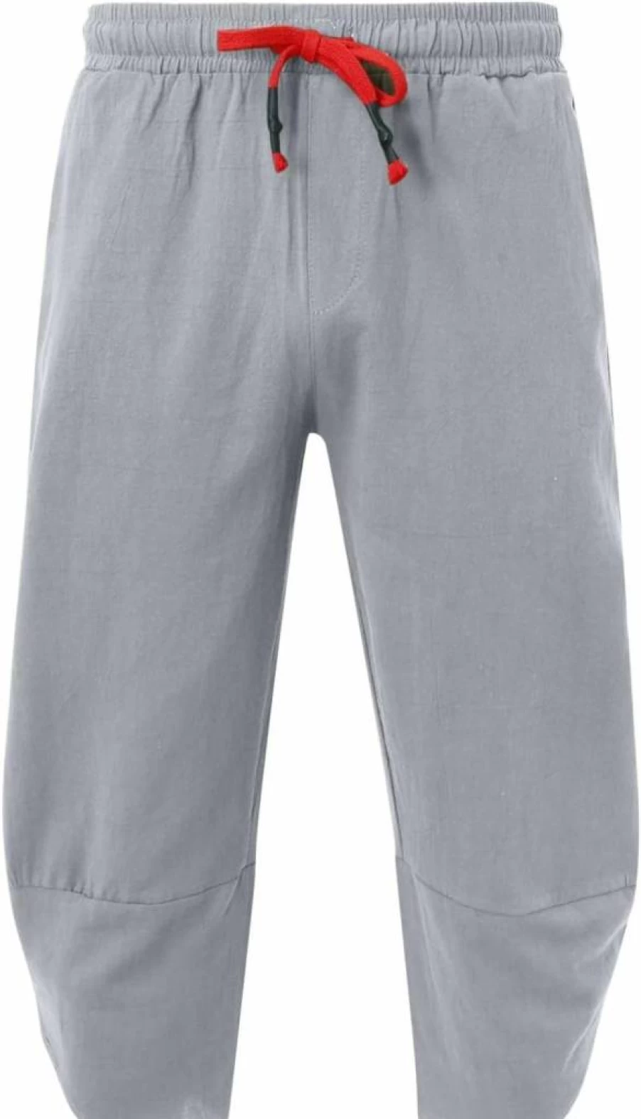 Generic Men's Casual Cotton Linen Cropped Sweatpants - Loose Fit Beach Athletic Pants for Outdoor Fashion