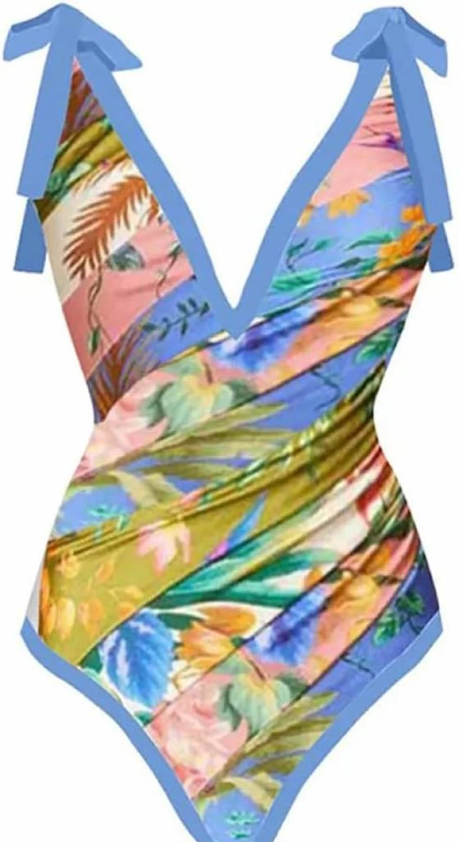 IDOPIP Women's Retro Floral Print Bikini Set Two Piece Bathing Suit with Beach Cover Up Wrap Skirt Sarong