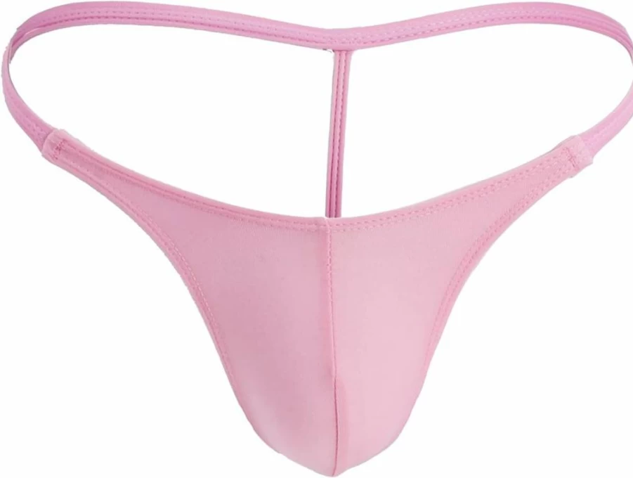 WenMei Men's Low Waist T-Back Thong Swimwear - Soft Stretch G-String Bikini Underwear for Men (Size 26-38 Inch)