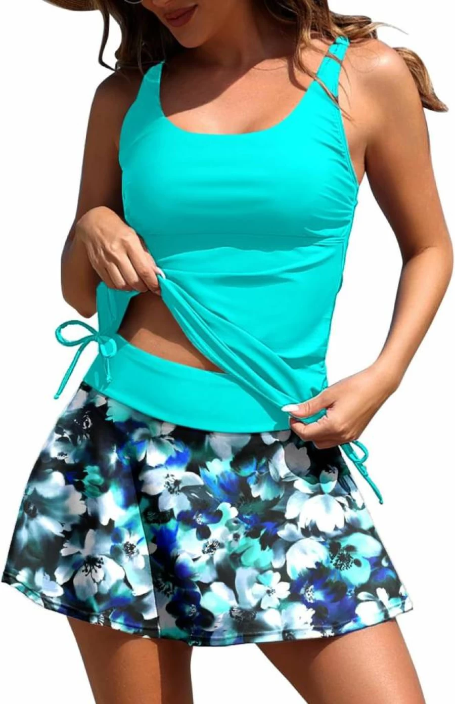 Daci Women's 2 Piece Tankini Swimsuits with Skirt - Tummy Control Swimwear High Waist Bikini Set