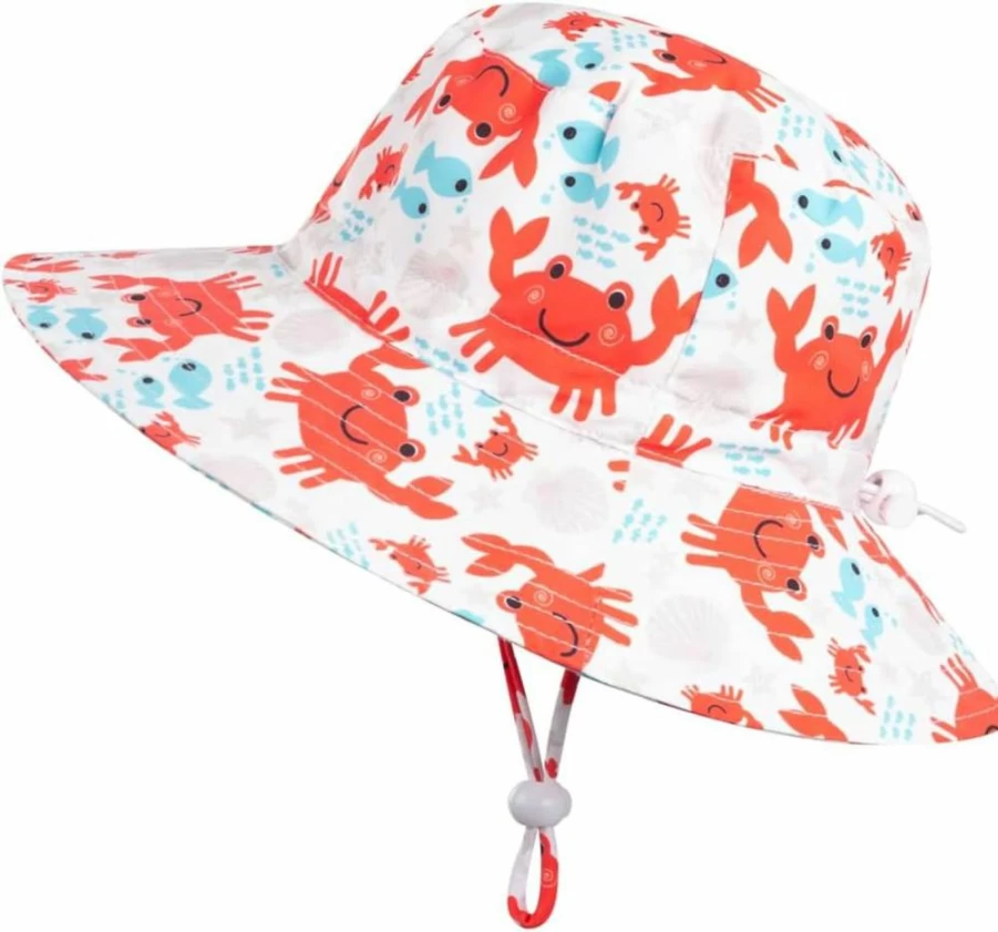 SWMSTUPF Baby Boys' 3-Piece Rashguard Swim Set with UPF 50+ Sun Protection Hat - Toddler Beach Bathing Suit
