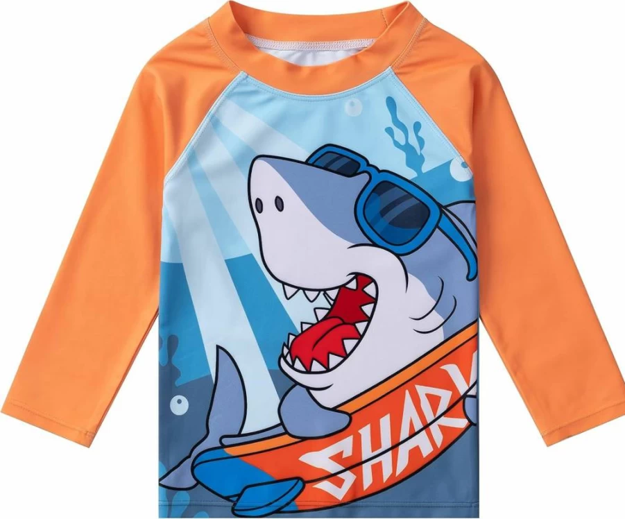 SGMWVB Boys' 3-Piece UPF 50+ Swim Set with Rash Guard, Trunks & Sun Hat for Toddlers & Baby