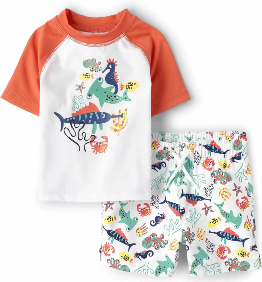 The Children's Place Boys' Swim Trunk & Rash Guard 2-Piece Set for Baby & Toddler