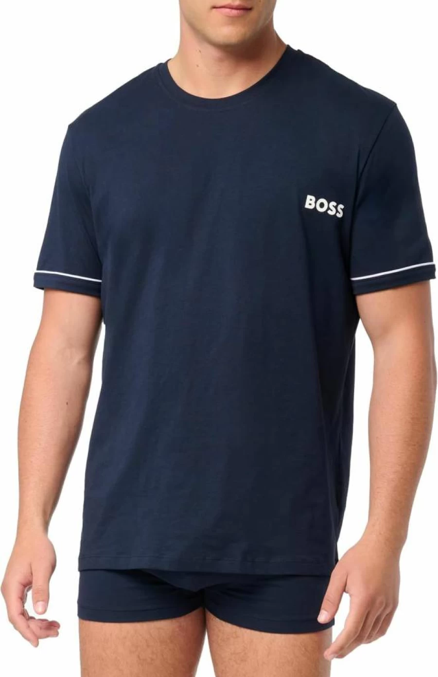 BOSS Men's Navy Blue Printed Logo T-Shirt & Trunk Gift Set - Medium US Size
