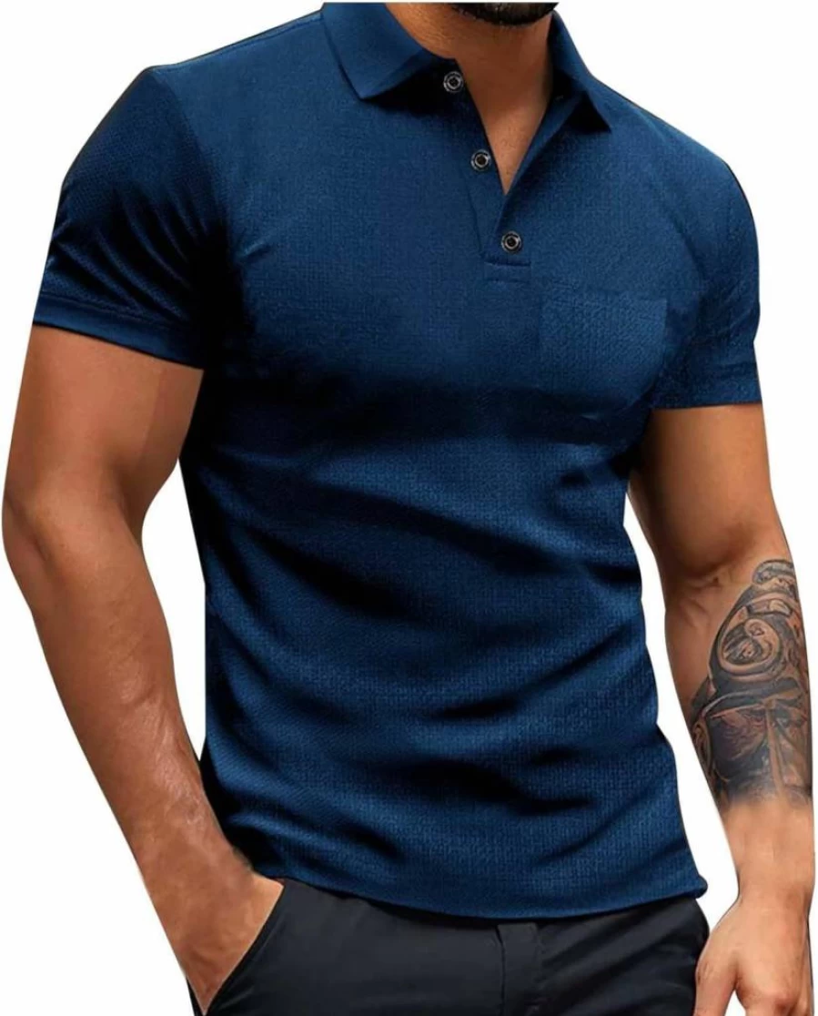 Generic Men's Casual Short Sleeve Shirt - Summer Solid Color Big & Tall European Style Fashion Top