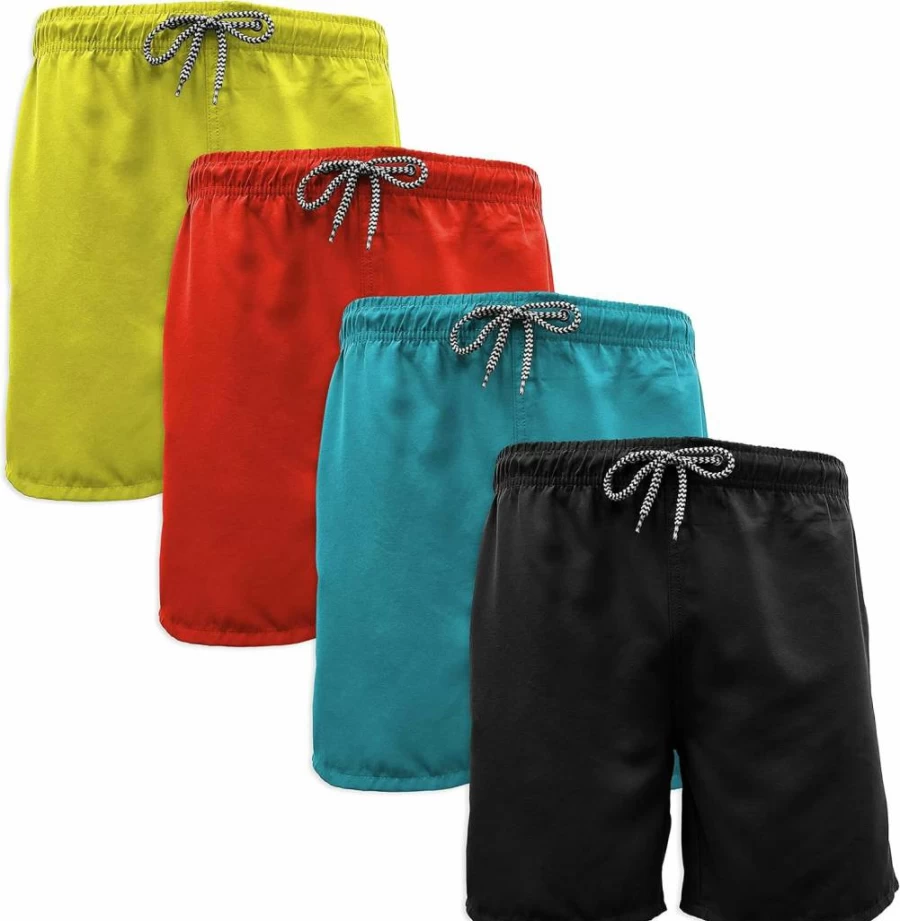 Andrew Scott Men's Quick Dry Swim Trunks with Pockets - 4 Pack Swim Shorts for Men