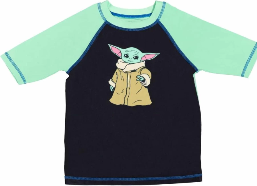 Star Wars The Mandalorian Baby Yoda Rash Guard & Swim Trunks Set for Kids (Toddler to Youth)
