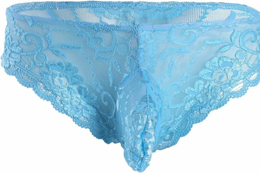 Renvena Men's Floral Lace Bikini Underwear - Sissy Pouch Panties, Crossdress Lingerie, Comfortable Thong for Sensual Wear