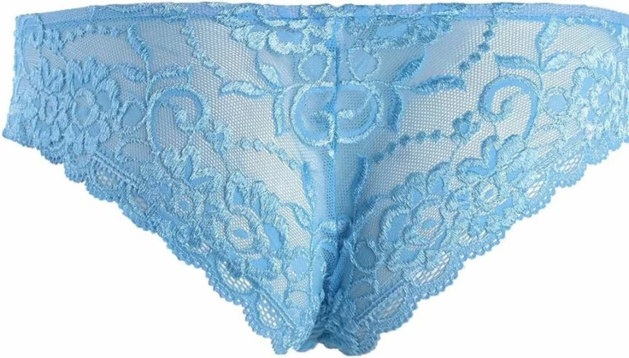 Renvena Men's Floral Lace Bikini Underwear - Sissy Pouch Panties, Crossdress Lingerie, Comfortable Thong for Sensual Wear