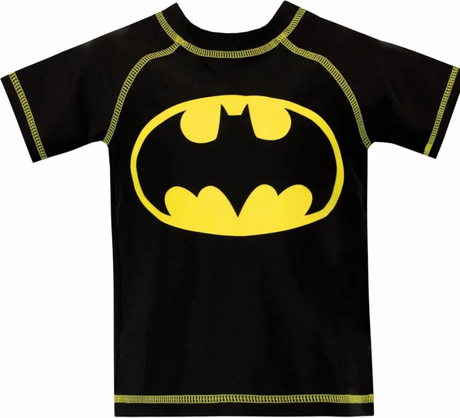 BATMAN Boys' DC Comics Black Two-Piece Swim Set Size 7 | Superhero Swimwear