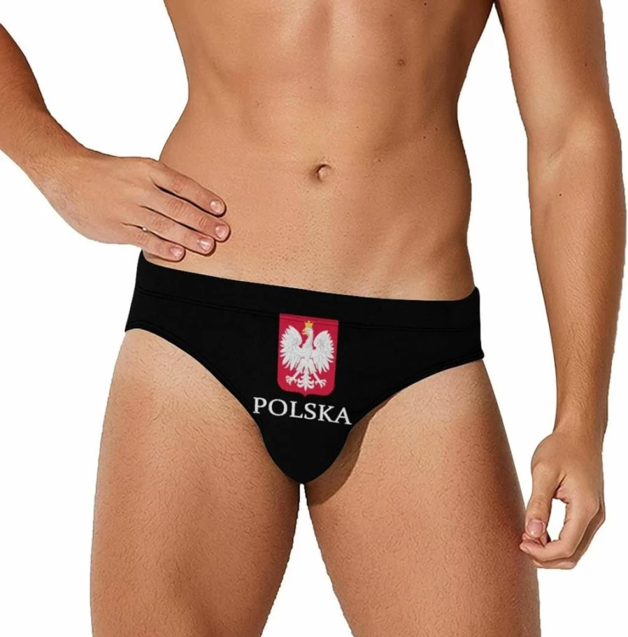FORSJHSA Men's Patriotic Poland Flag Bikini Swimwear - Quick Dry Bathing Suit Briefs for Swimming & Beach