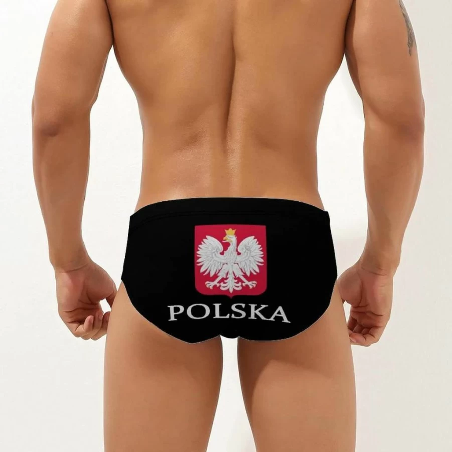 FORSJHSA Men's Patriotic Poland Flag Bikini Swimwear - Quick Dry Bathing Suit Briefs for Swimming & Beach