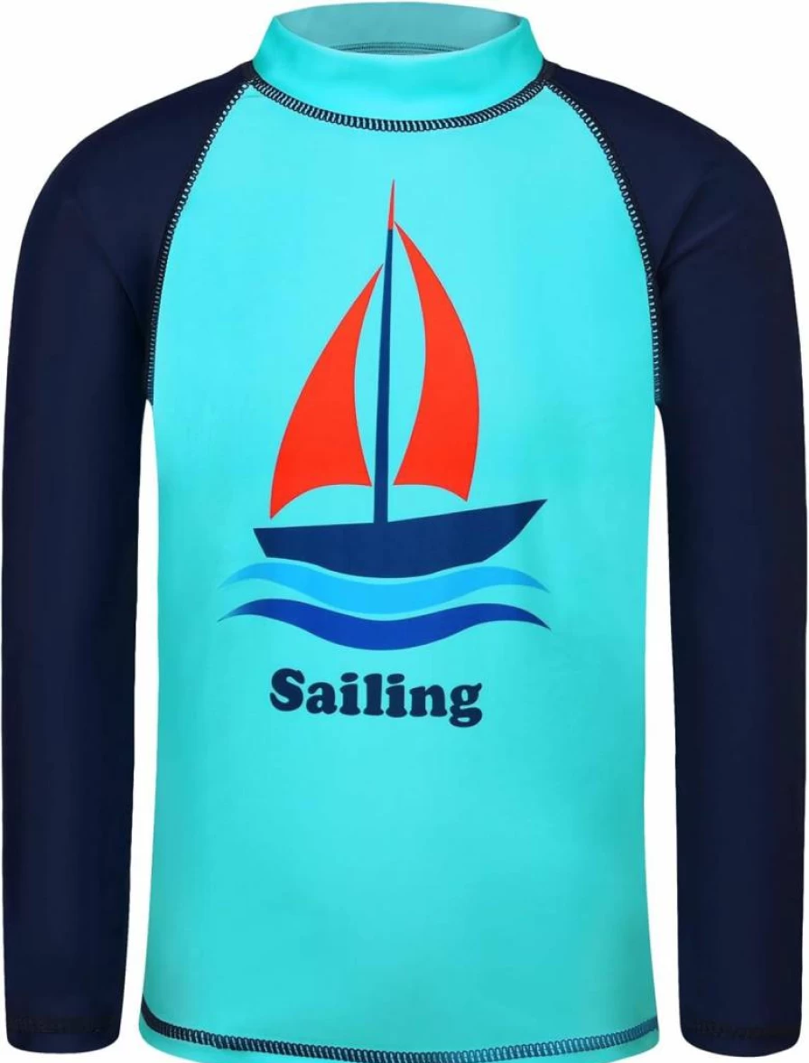 TFJH E Kids Boys UPF 50+ Sun Protective Long Sleeve Two-Piece Swimsuit for UV Protection