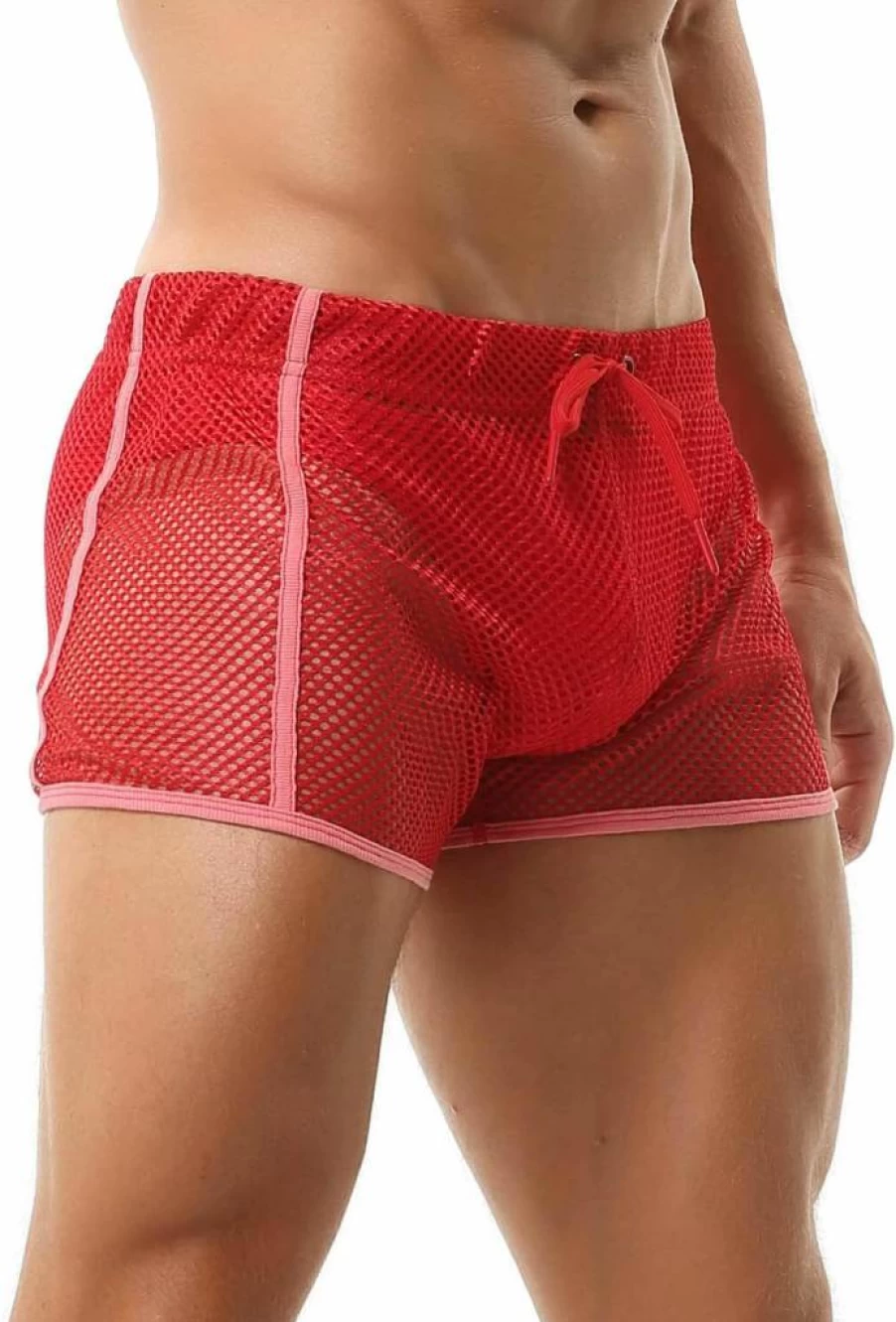 SEOBEAN Men's Sexy Low Rise Mesh Swim Trunks - Sporty Quick-Dry Beach Shorts for Swimming & Vacation