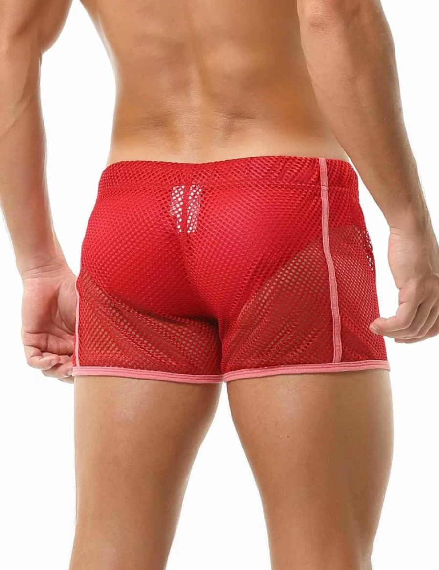 SEOBEAN Men's Sexy Low Rise Mesh Swim Trunks - Sporty Quick-Dry Beach Shorts for Swimming & Vacation