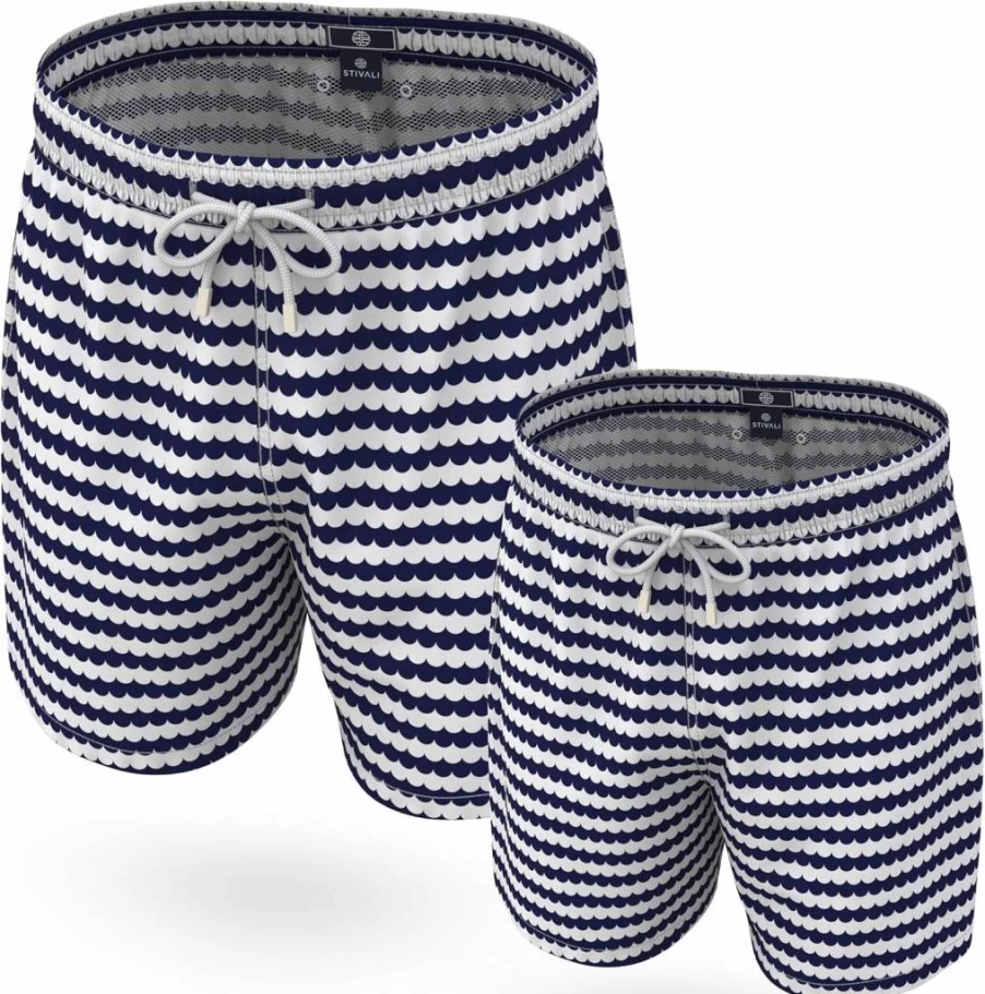 STIVANO VALIANI Matching Father & Son Swim Trunks - Modern Daddy & Boy Bathing Suits Set for Swimming