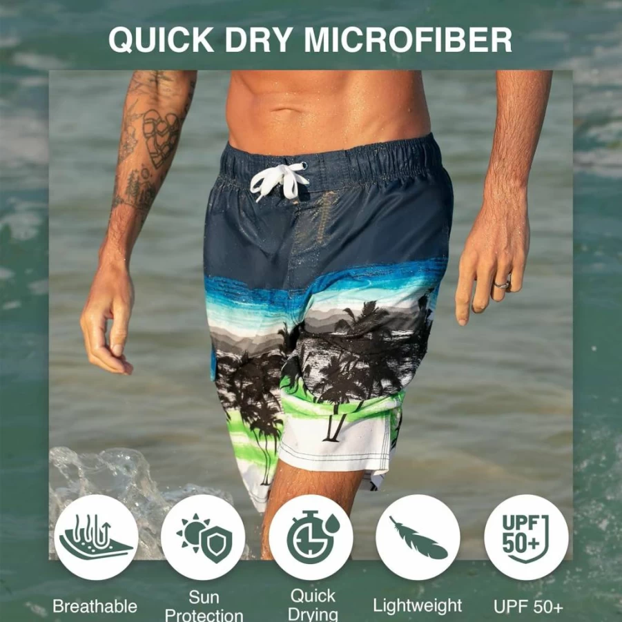 Kanu Surf Men's Barracuda 9" Swim Trunks - Quick Dry Beach Shorts for Men (Regular & Extended Sizes)