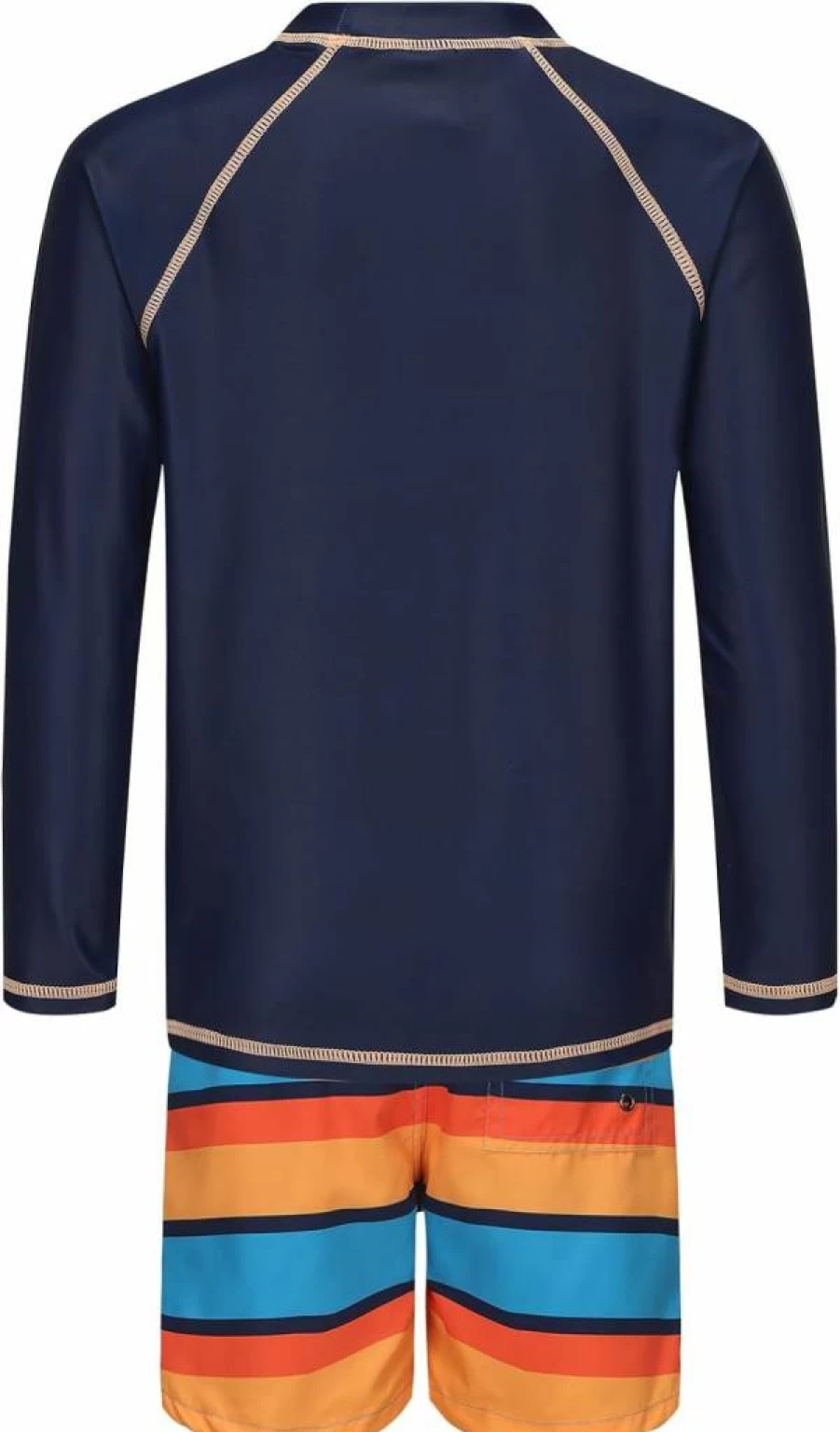 Mardonskey Boys 2-Piece Swim Set - Long Sleeve Rash Guard & Swim Trunks for Kids - UV Protection Bathing Suit Swimwear