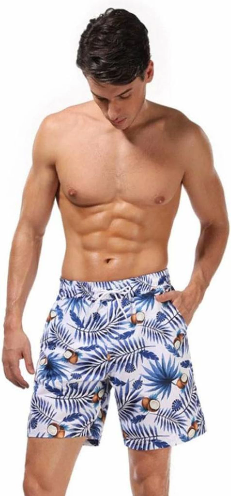 Ulikeey Blue Coconut & Leaves Matching Couples Swimsuit - Men & Women Beach Bathing Suits