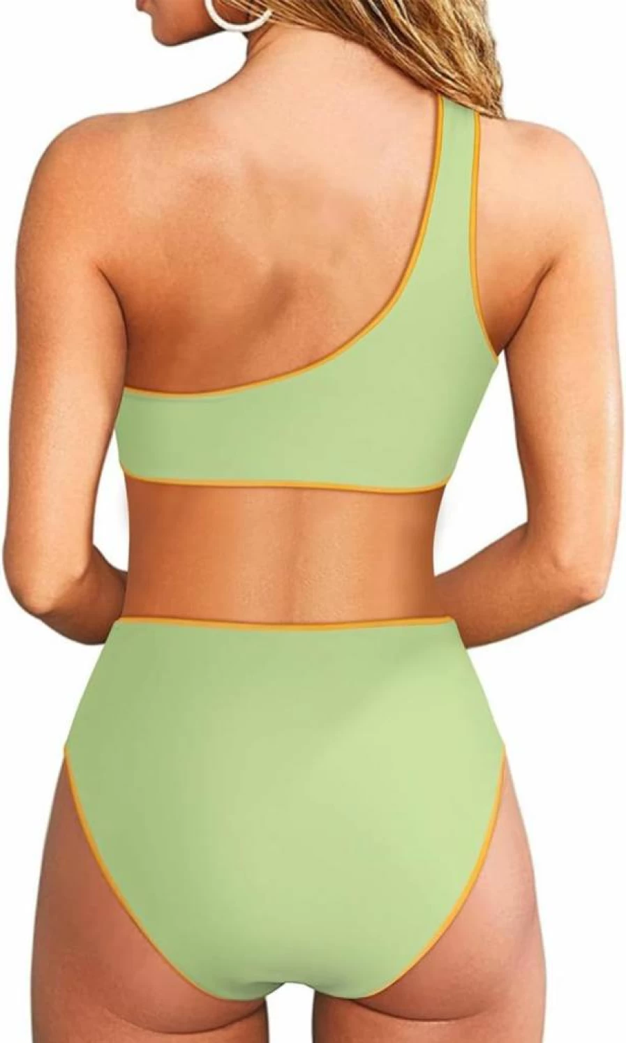 MOOSLOVER Women's One Shoulder High Waisted Bikini Set - Tie Side High Cut Two Piece Swimsuit for Women