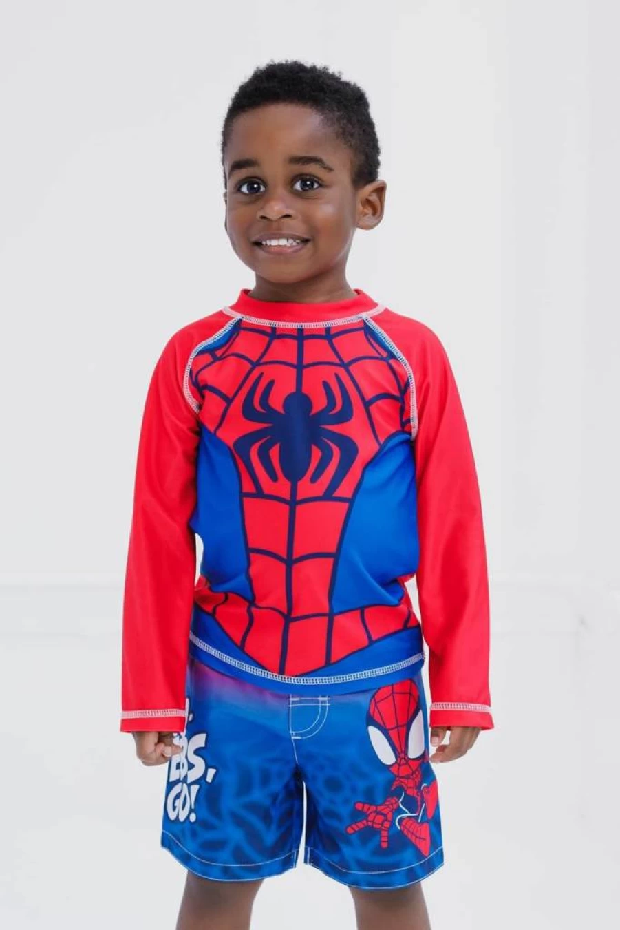 Marvel Spider-Man Boys' Rash Guard & Swim Trunks Set for Toddler to Big Kids (2T-16) - UV Protection Swimwear