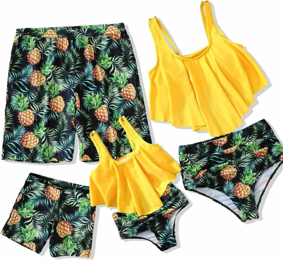 Ebrolkit Mommy and Me Matching Bikini Set - High Waisted 2 Piece Swimwear with Ruffles for Family
