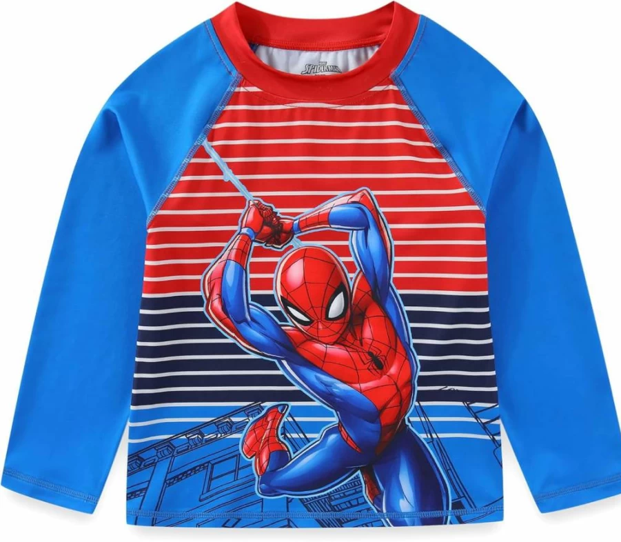Marvel Spider-Man UPF 50+ Sun Protection Swim Shirt & Trunks Set for Toddlers and Kids