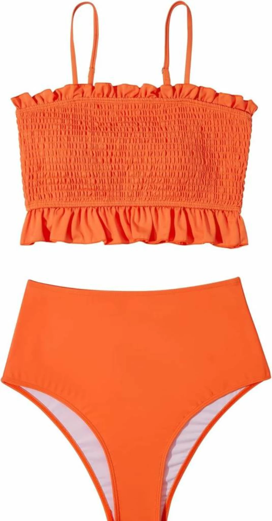 RXRXCOCO Women's Off-Shoulder High Waist Bikini Set - Cute Shirred Bandeau Two-Piece Swimsuit for Summer Beach Vacation