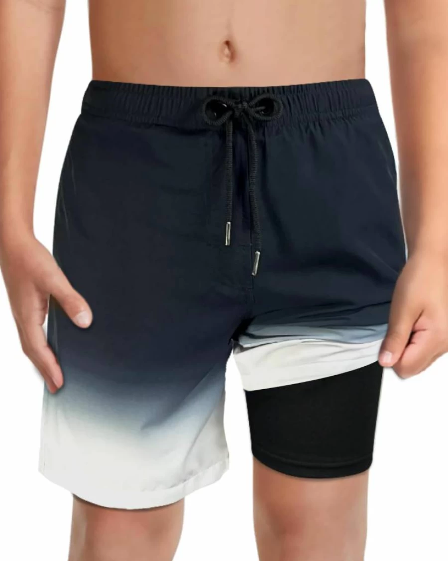 LUCOWEE Boys Quick Dry Swim Shorts with Soft Compression Liner UPF 50+ No-Chafing Bathing Trunks Lightweight Swimming Suits