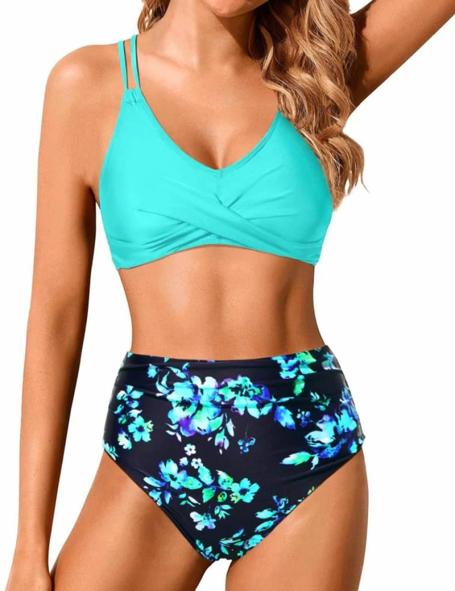 Holipick Women's High Waisted Bikini Set - Push Up Swimsuit Top & Tummy Control Bottom Two Piece Bathing Suit