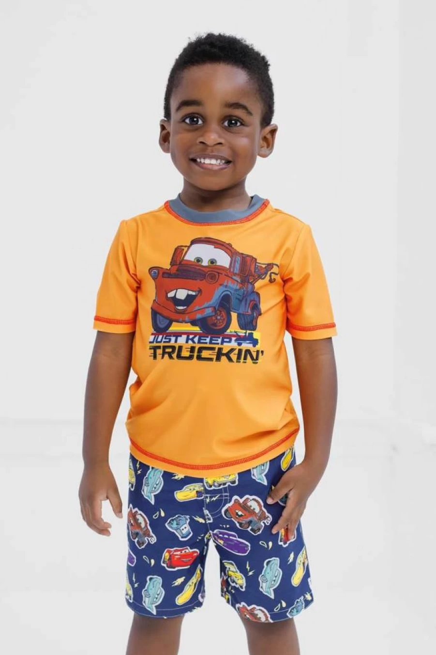 Disney Cars Rash Guard and Swim Trunks Set for Toddler to Kids (2T-8) - UPF 50+ Swimwear Outfit