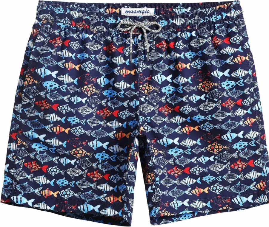 Maamgic Men's 7 Inch Slim Fit Quick Dry Swim Shorts with Mesh Lining - Lightweight Bathing Trunks for Swimming & Beach